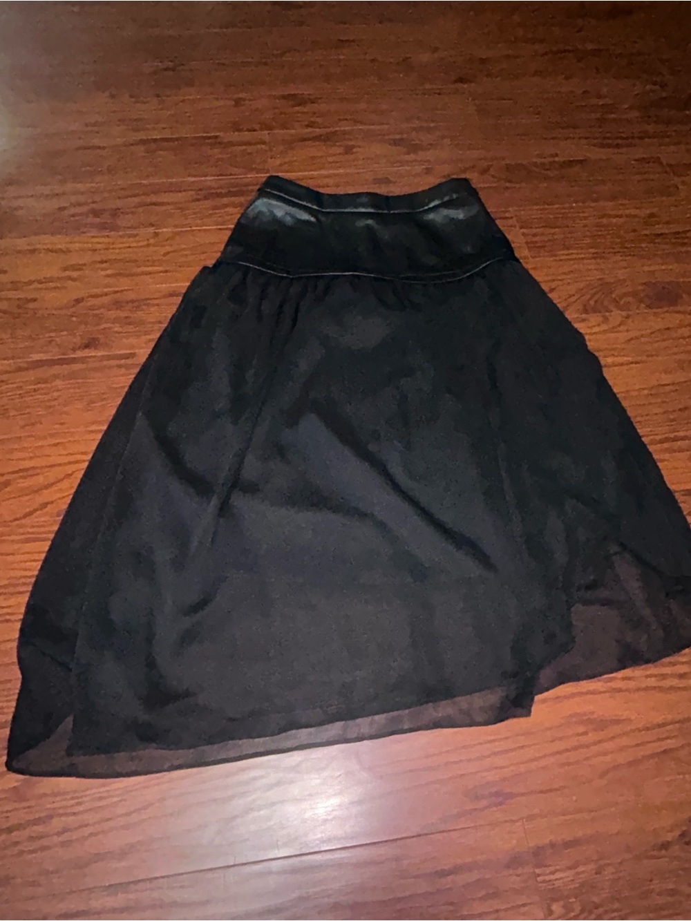 a new day Black Asymmetrical Skirt with Faux Leather Waistband